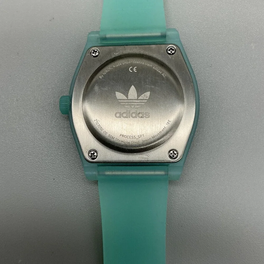 Adidas Process_SP1 Mens Watch 38mm Green Dial Silicone Strap 50M New Battery